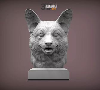 Pembroke Corgi bust 3D print model