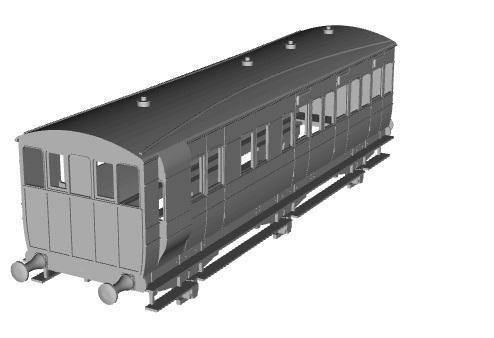 LYR 6 wheel coach diagram 10 brake third 33ft coach 1/100 scale