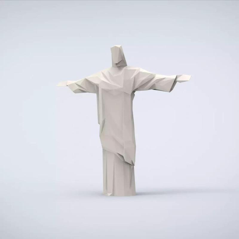 Printable Christ the Redeemer Lowpoly Style