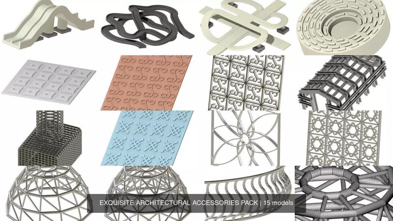 EXQUISITE ARCHITECTURAL ACCESSORIES PACK 3D Model Collection