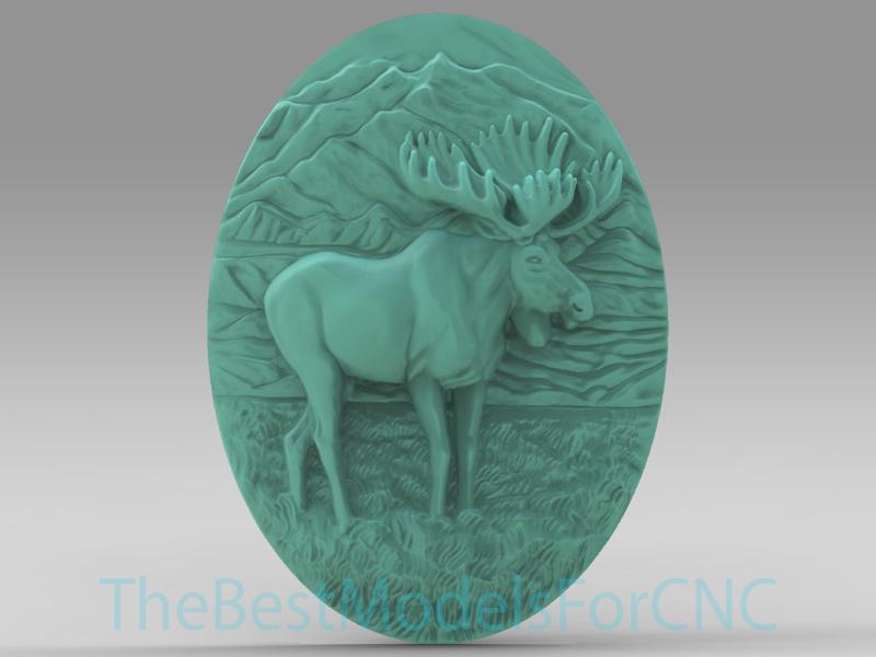 3D Model STL File for CNC Router Laser & 3D Printer Elk in Landscape