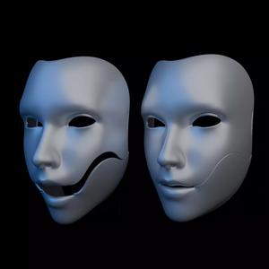 Articulated Human Face Mask STL  3D Printable  halloween mask