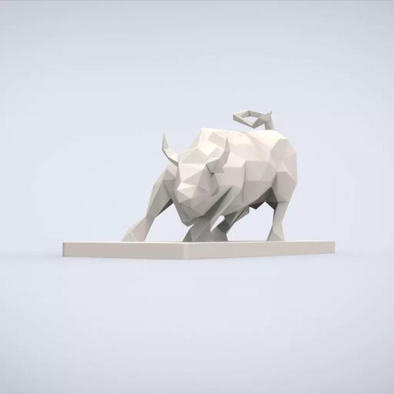 Printable Wall Street Bull Lowpoly Style
