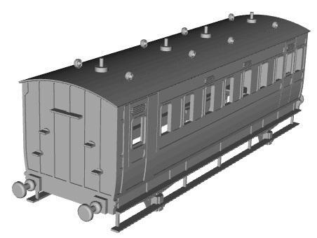 NER (North Sunderland Railway)4 wheel saloon brake conv coach 1/148 scale
