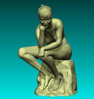 Rodin Thinkeress nude female figurine for 3D printing