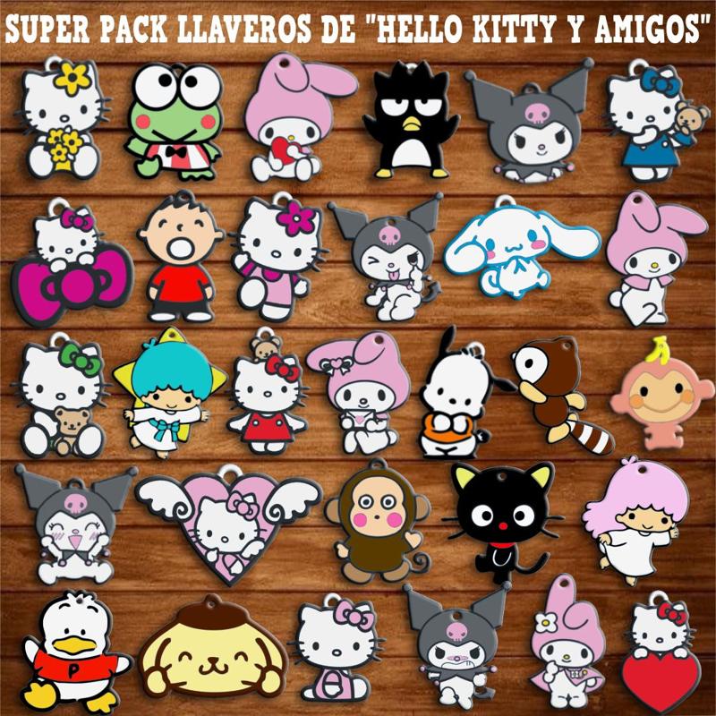 SUPER PACK 30 KEY RINGS OF "HELLO KITTY AND FRIENDS".