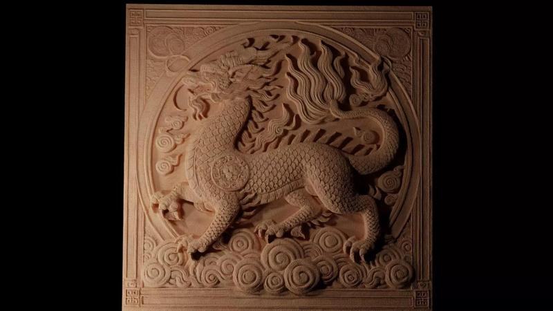 Qilin Dragon Sandcasting Bas High Relief CNC