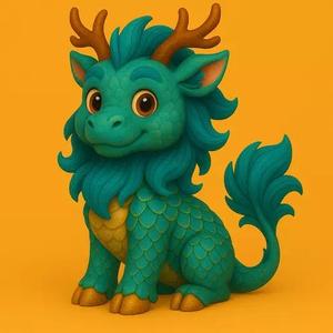 Cute Baby Qilin 3D Model  Mythical STL Figurine