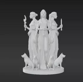 75 - Triple Goddess with Hounds of Hecate - Tabletop