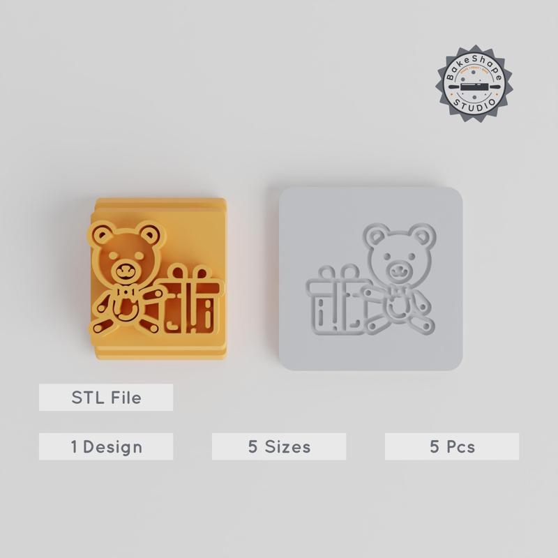 Teddy Bear Stamp Tile Set, 5 Sizes 20-40mm, Perfect for Clay & Cookies, Christmas Gift PRODUCT_3937