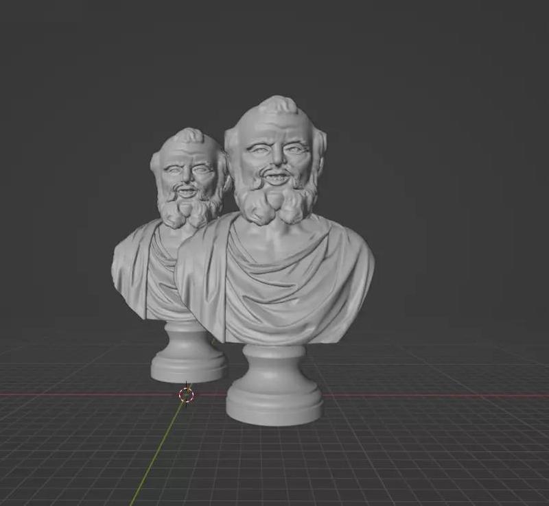 Democritus two busts