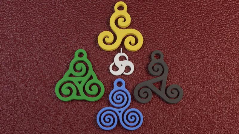 3d Printable Triskelion Triple Spiral Pendant Collection
