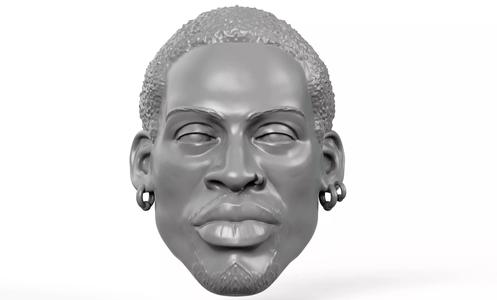 Dennis Rodman 3D printable action figure portrait