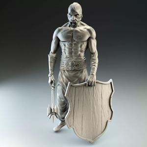 Cossack warrior with mace and shield for CNC