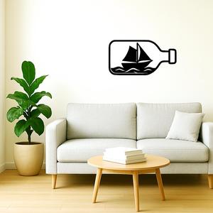 wall decoration in the shape of a bottle containing a boat