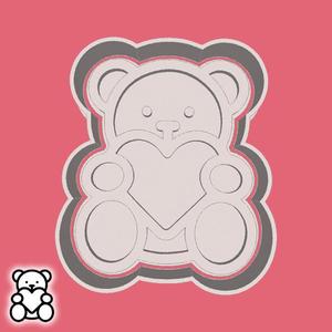 Valentine's day cookie cutters - teddy bear (with heart) (style 1)