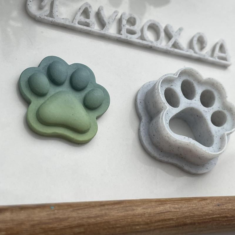 Deboss paw print polymer clay cutter - seven sizes