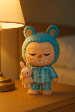 Labubu-Inspired Bedtime Bunny – Cute Pajama STL Figure for 3D Print