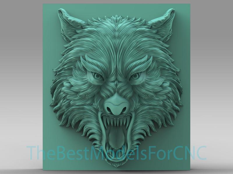3D Model STL File for CNC Router Laser & 3D Printer Angry Wolf