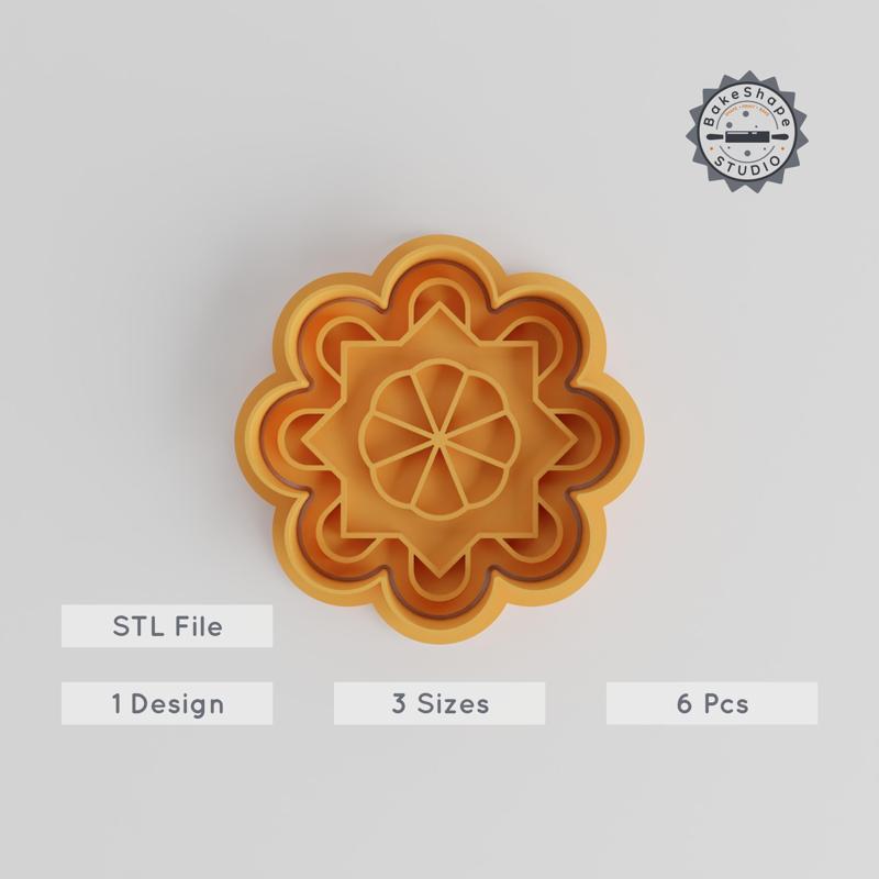 Mandala Shape Cutter & Stamp, Geometric Cookie & Fondant Tool, 3 Sizes, Intricate Ethnic Pattern, Artistic Circle, 6-Piece Set