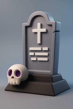 Halloween Tombstone with Cute Skull – 3D Printable Decoration