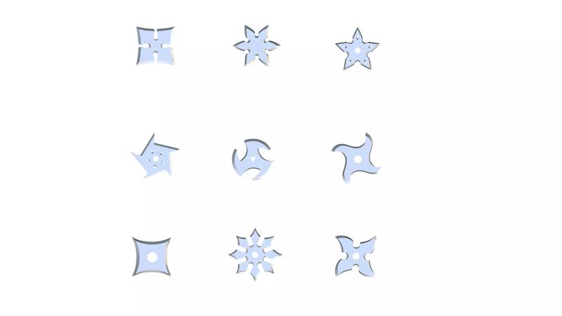 Set of 9 shurikens ready to print  3D Model Collection