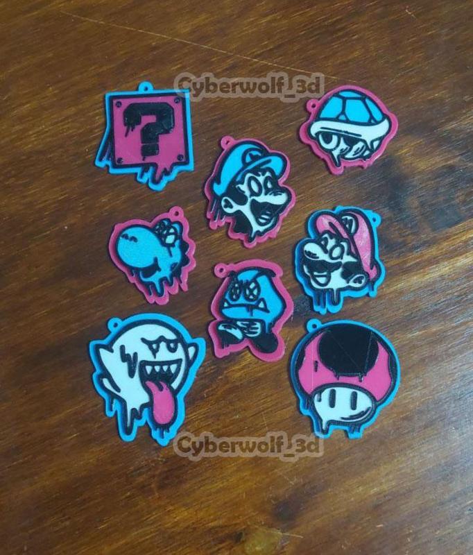 KEY CHAIN / KEY RINGS : MARIO BROS GRAFFITI