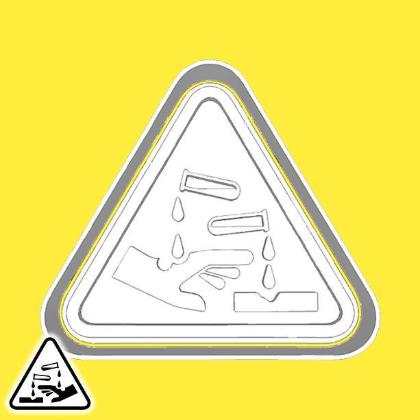 Warning sign cookie cutters - corrosive substance