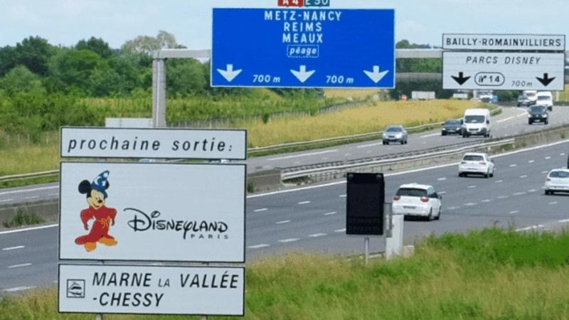 Highway exit sign to Disneyland Paris