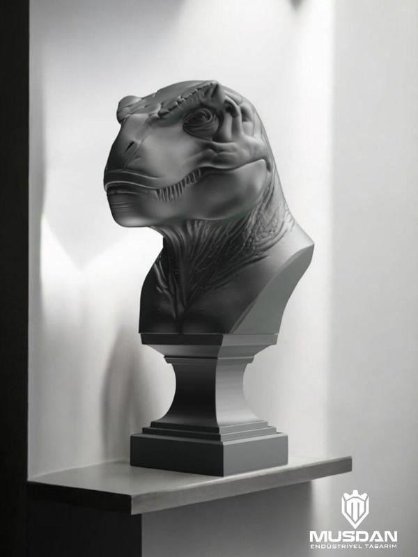 Tyrannosaurus Rex Bust – Stylized Theropod Sculpture for 3D Printing