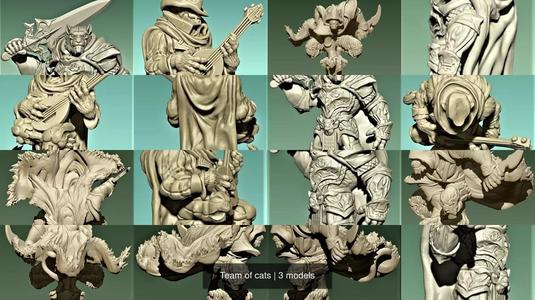 Team of cats 3D Model Collection