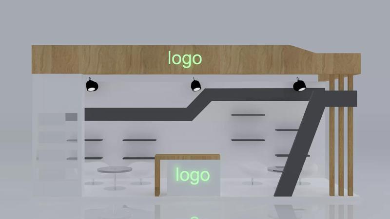 stand 3 exhibition booth with wooden shelf