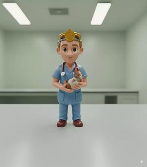 Veterinarian Cartoon Character 3D Printable Model