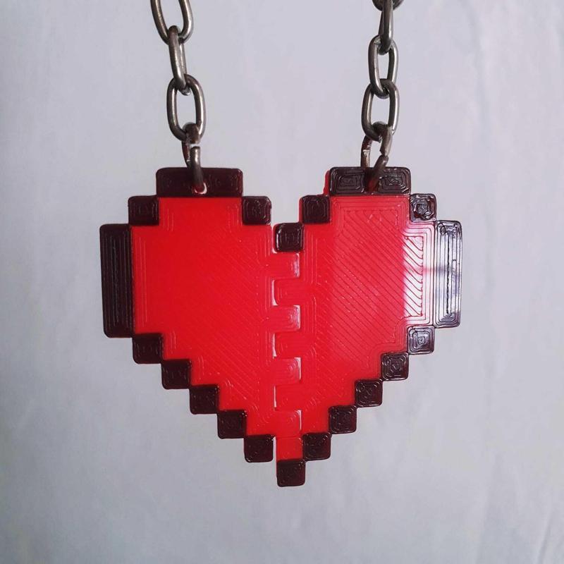 Pixel Heart Halfs Keychain