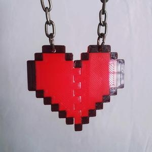Pixel Heart Halfs Keychain