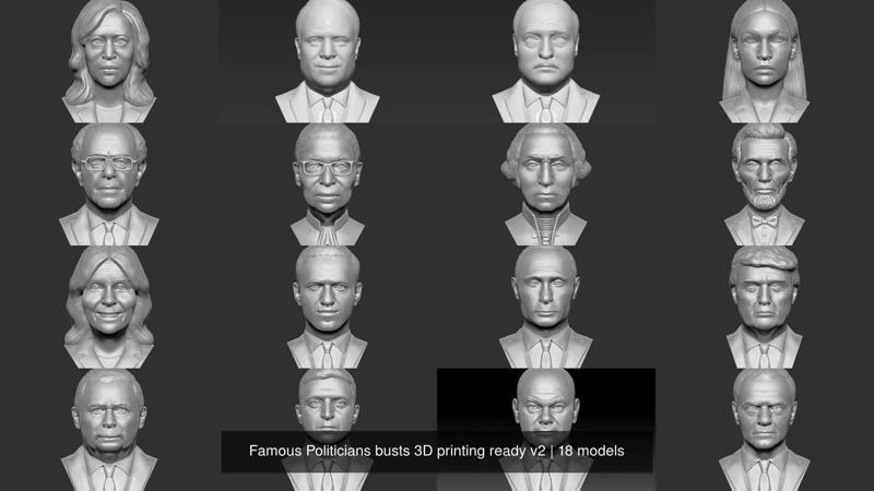 Famous Politicians busts 3D printing ready v2 3D Model Collection