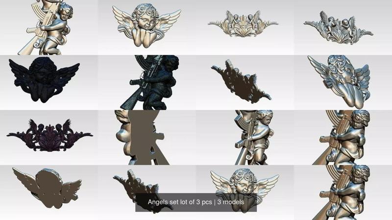 Angels set lot of 3 pcs 3D Model Collection