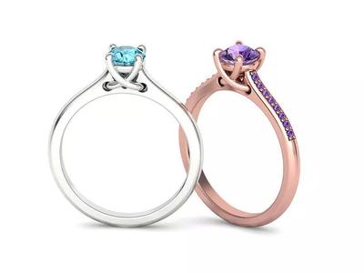 Solitaire Ring Half Carat Stone Two versions with discount 3D Model Collection