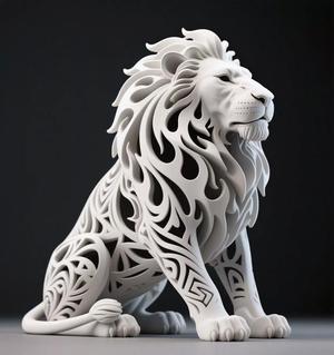 Hollow Lion Sculpture in Majestic Tribal Style