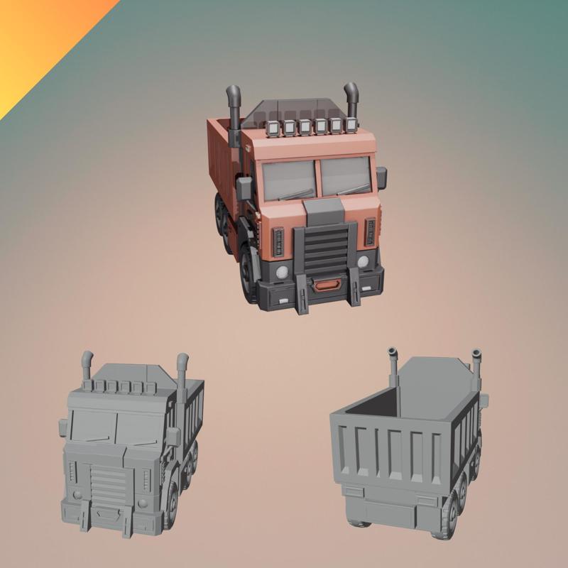 Heavy Duty Dump Truck – STL and GLB 3D Print File – One-Piece, Paintable Vehicle Model