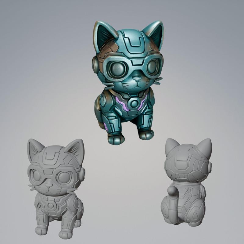 Cyber Cat – Futuristic Armored Cat 3D Printable Figure