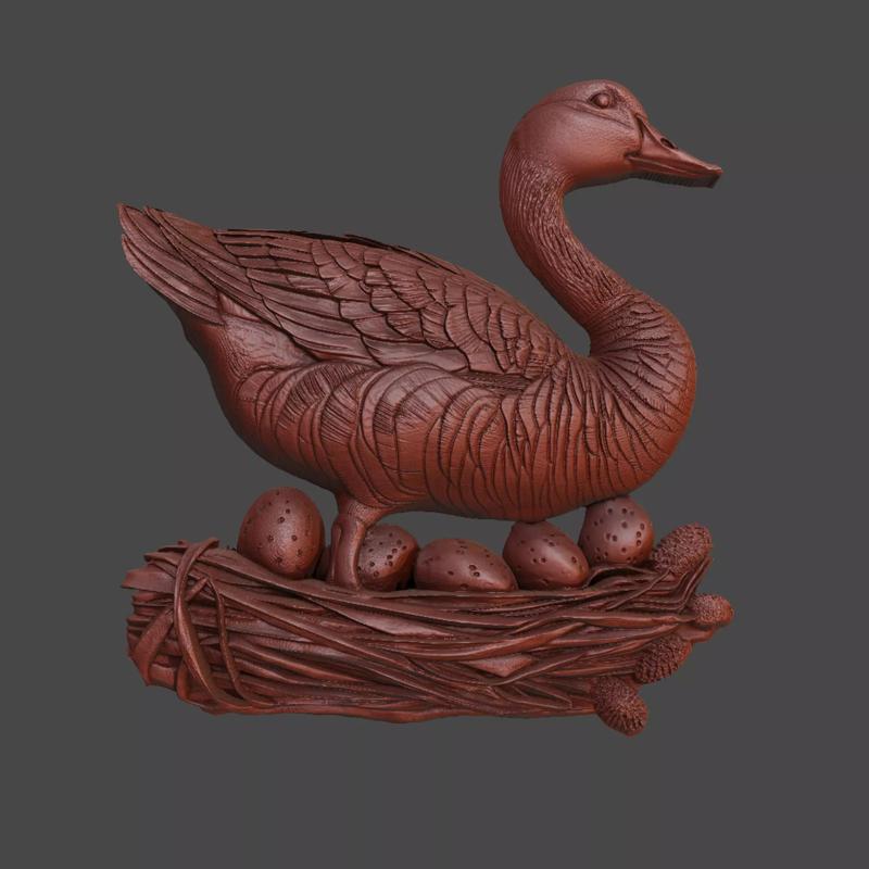 Duck on Nest Relief for CNC and 3D Printing