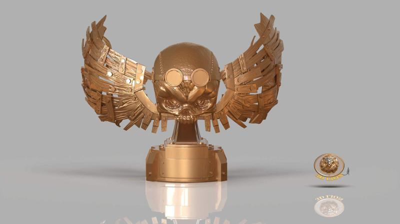 winged skull trophy