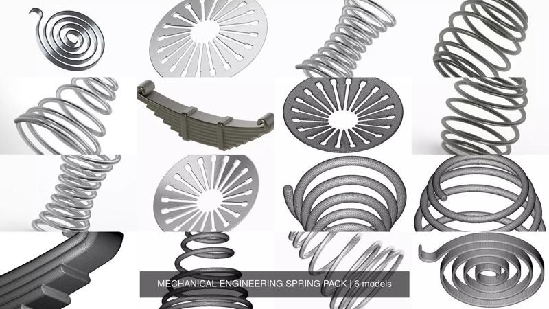 MECHANICAL ENGINEERING SPRING PACK 3D Model Collection