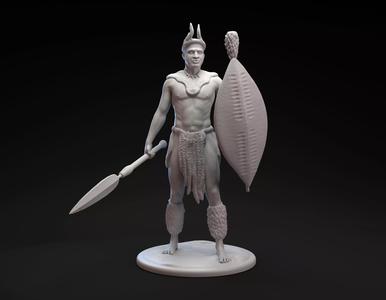 African Zulu warrior miniature sculpture for 3D printing