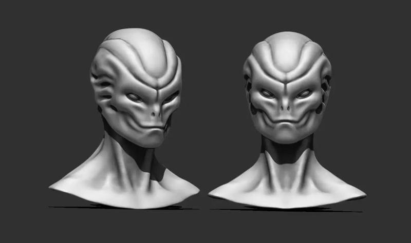 Alien Bust 9 - Detailed Alien Bust - 3D Model for Printing