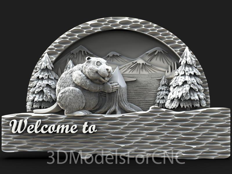 3D Model STL File for CNC Router Laser & 3D Printer Welcome Sign 1
