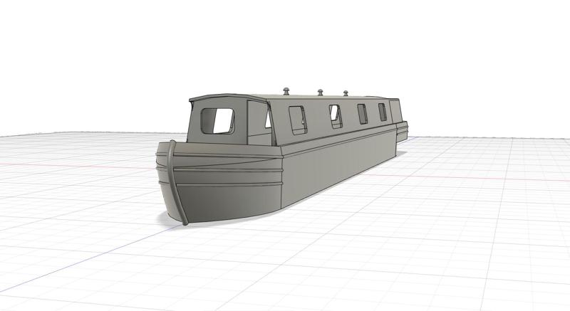 Narrowboat Canal Boat Barge -  (1/14, 1/32, 1/43 O, 1/87 HO, 1/76 OO, 1/148 N) - Model Railway