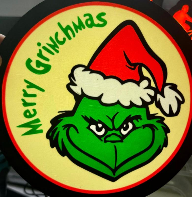 Merry Grinchmas - Circle Light Box Sign