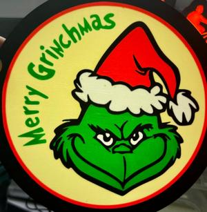 Merry Grinchmas - Circle Light Box Sign